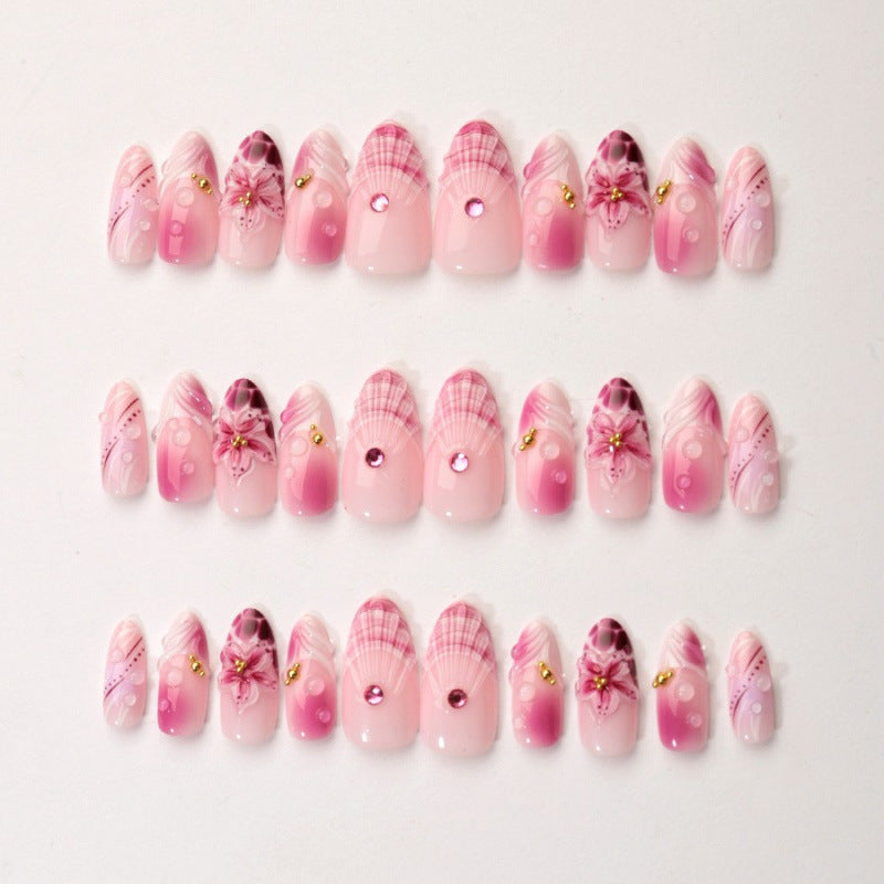 Künstlerisches 3D Blumen Acryl Press-On Nagelset