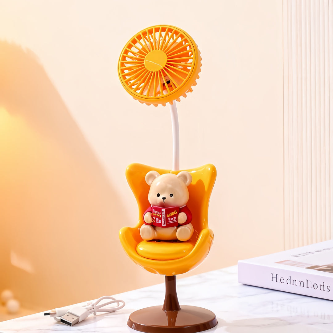 Damen USB Tischventilator mit verspieltem Bärenmotiv und flexibler Neigung Karnz