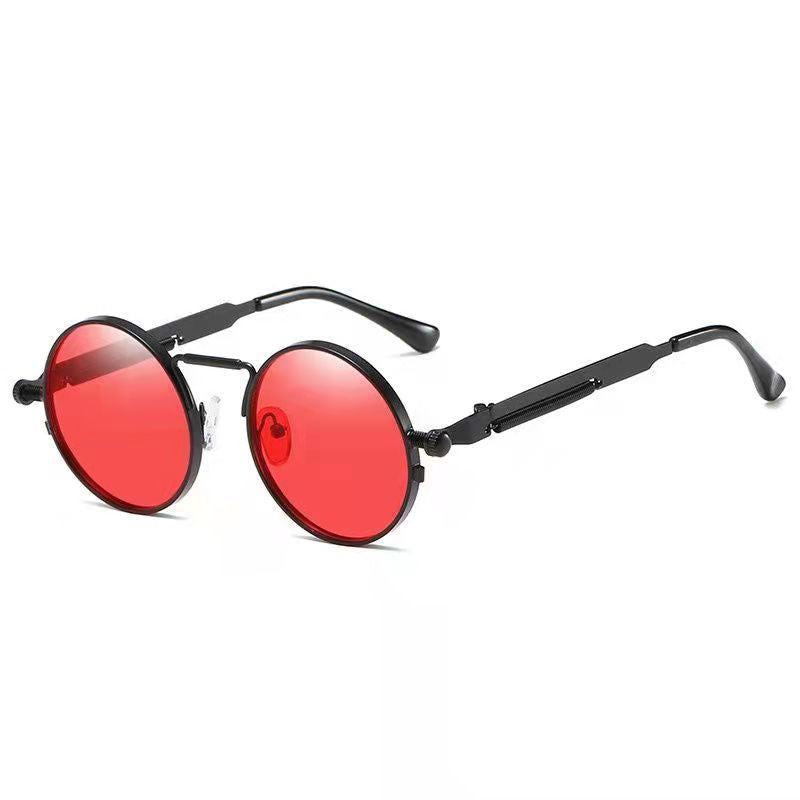 Damen Runde Metall-Sonnenbrille mit verspiegelten Gläsern Karnz