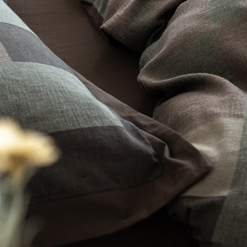 Umkehrbare Patchwork Chambray-Webart Bettwäsche und Kissenbezüge