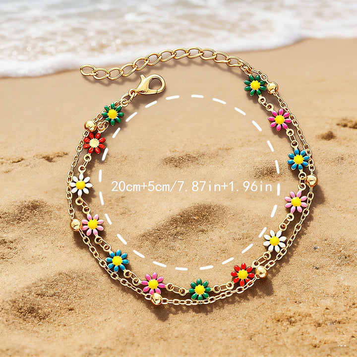 Bunte Blumen Charme Fußkette Karnz