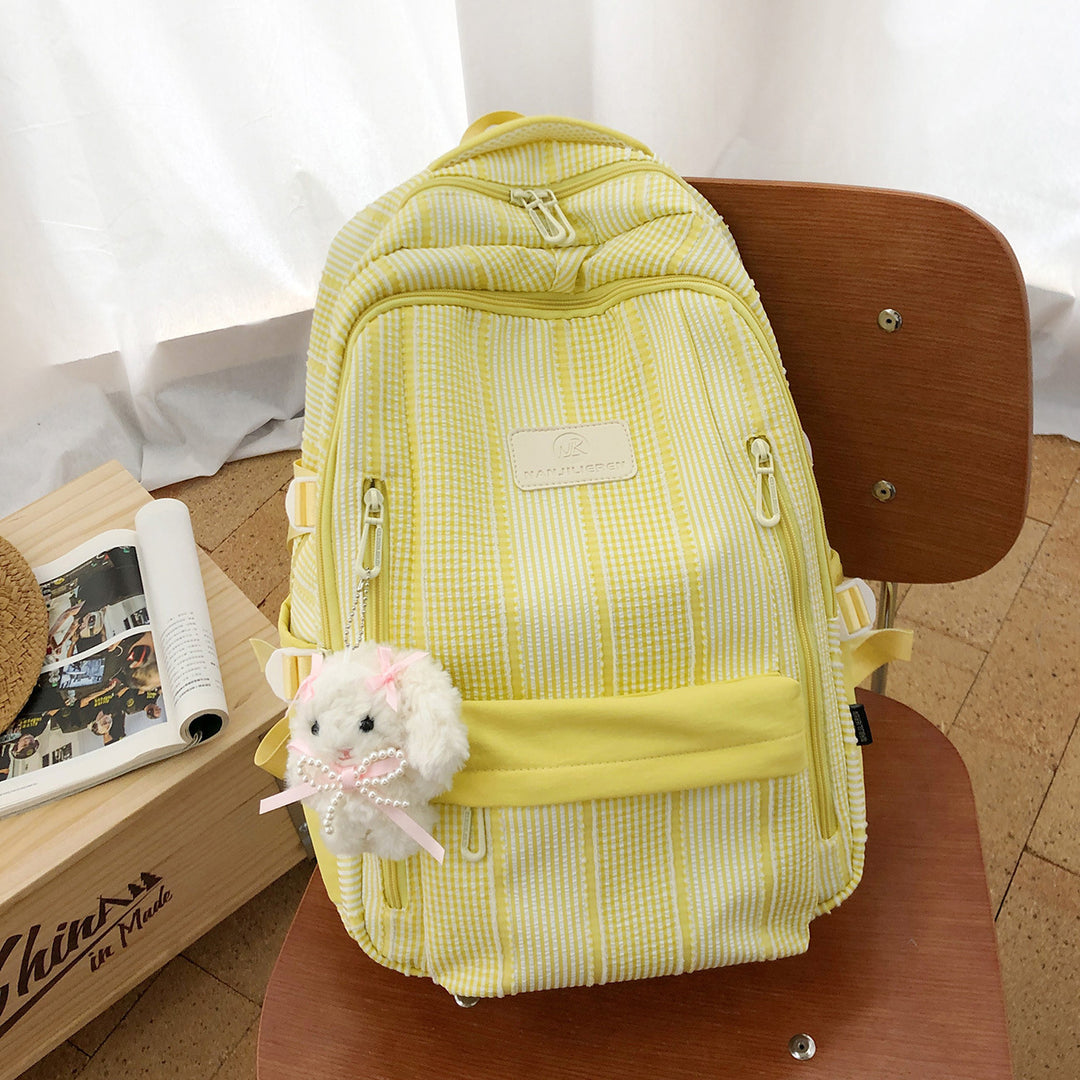 Gestreifter Rucksack mit Schlüsselanhänger Charm Karnz