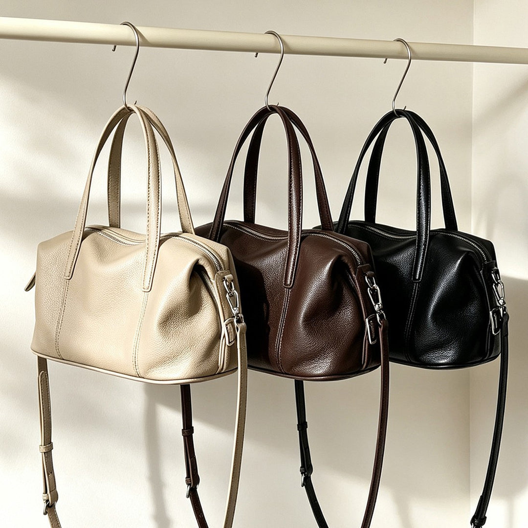 Strukturierte Fass-Top-Handle-Satchel mit abnehmbarem Crossbody-Gurt