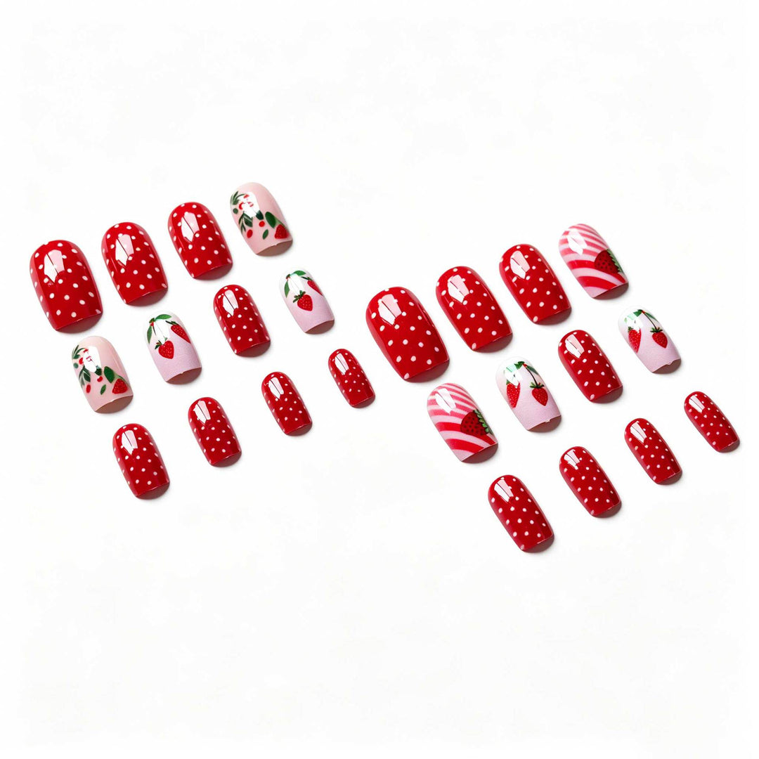 Künstlerisches Erdbeer-Nagelkunst-Design-Kit