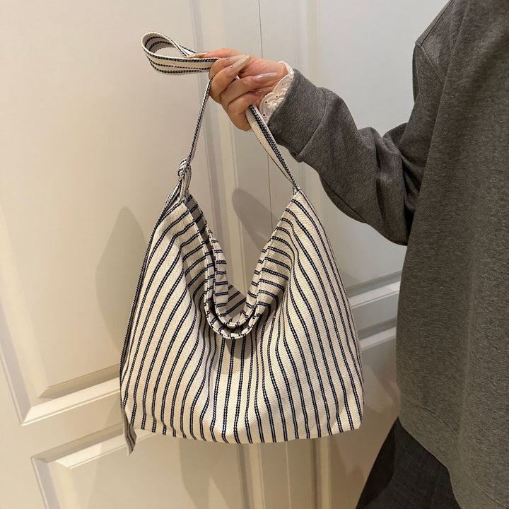 Lässige gestreifte Canvas-Shopper-Tasche Karnz