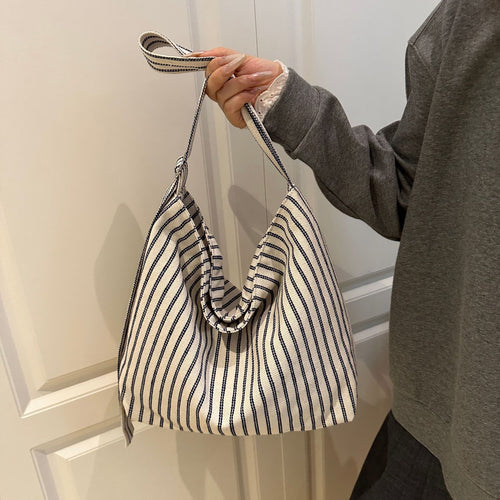 Lässige gestreifte Canvas-Shopper-Tasche Karnz