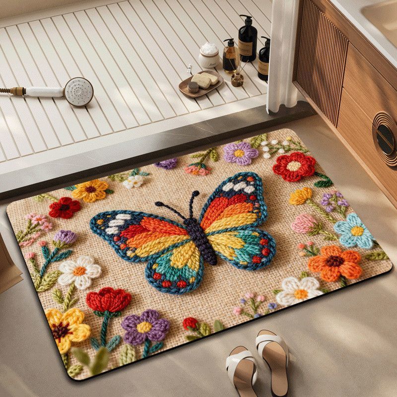 Bestickter Pfau und Floral Teppich