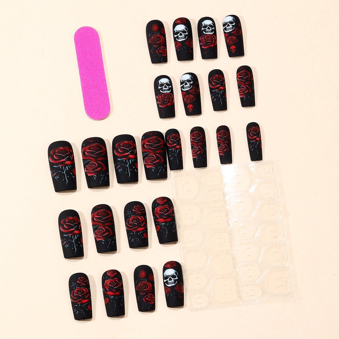 Gothic Skull und Rose Nagelkunst Extensions Karnz