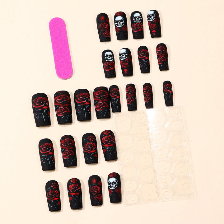 Gothic Skull und Rose Nagelkunst Extensions Karnz