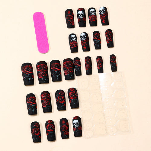 Gothic Skull und Rose Nagelkunst Extensions Karnz