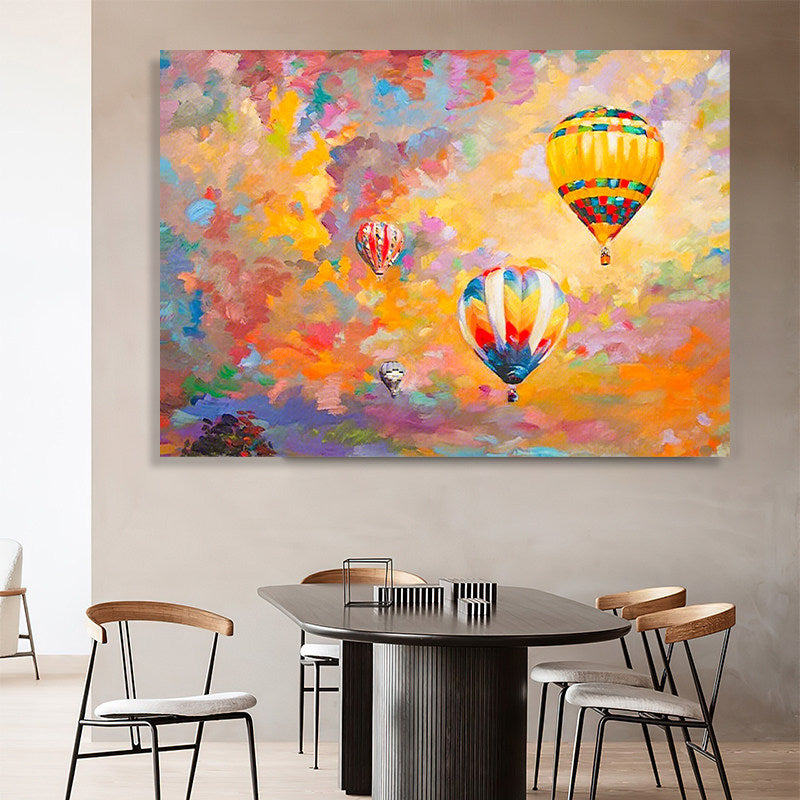 Bunte Heißluftballon-Leinwandkunst
