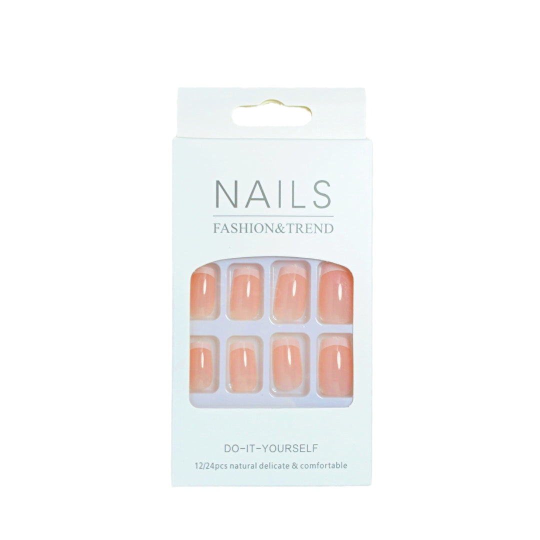Elegante French Tip Drucknägel Set Karnz