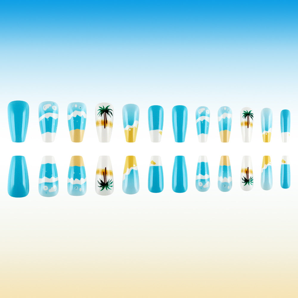 Tropisches Strand-Themen Press-On Nagelset Karnz