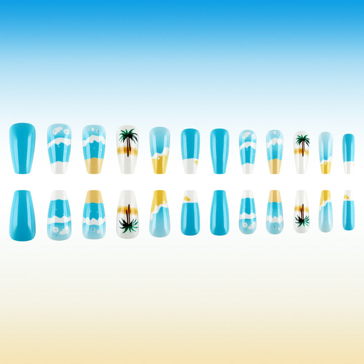 Tropisches Strand-Themen Press-On Nagelset Karnz