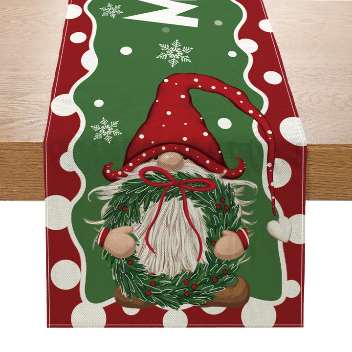 Festlicher Buffalo-Check Baumwoll-Leinen Tischläufer mit fröhlichem Weihnachts-Kieferndesign