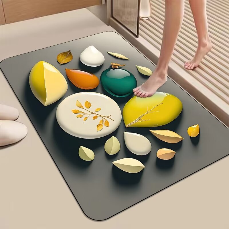 Dekorativer 3D Kieselstein-Design Badematte Karnz