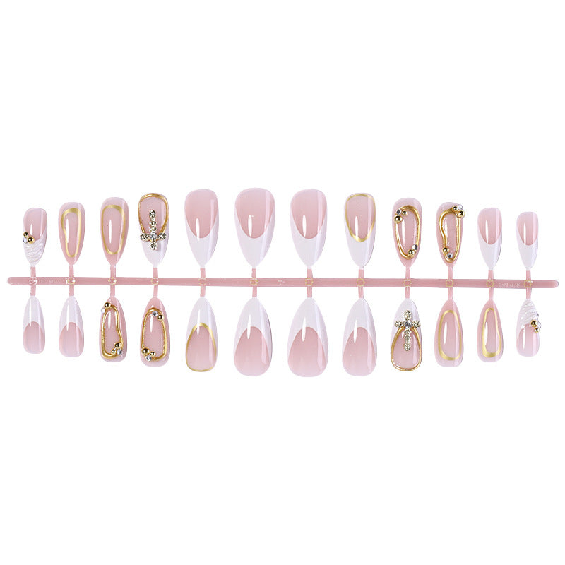 Künstlerisches Press-On-Nagelset mit eleganten Designelementen Karnz