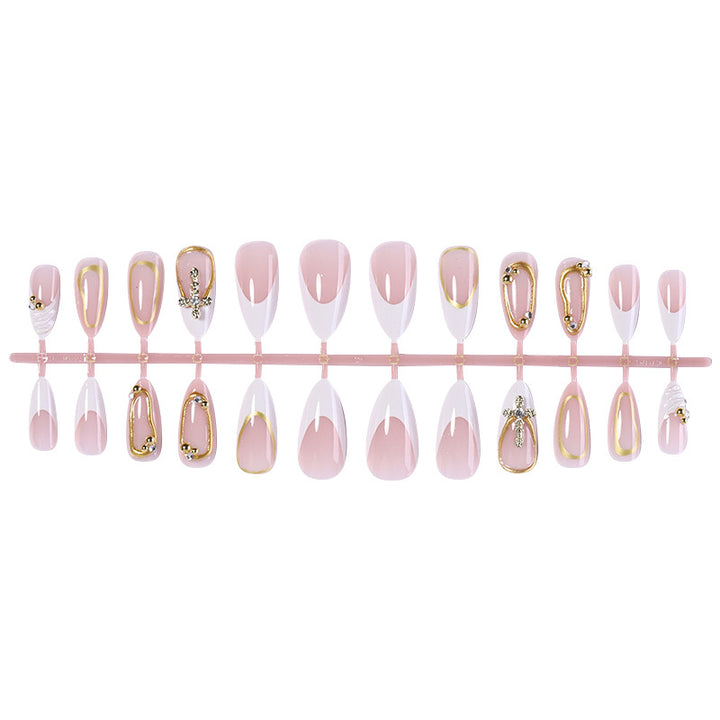 Künstlerisches Press-On-Nagelset mit eleganten Designelementen Karnz