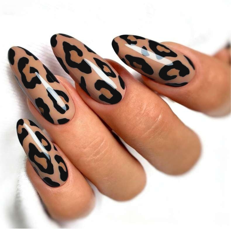 Stylische Leopard-Print Press-On Nägel Karnz