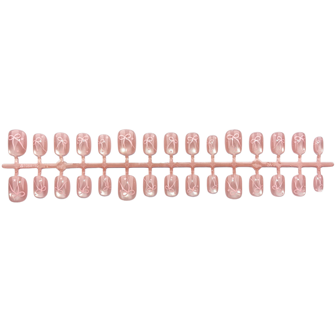Press-On Nail Art Set mit dekorativem Schleifendesign