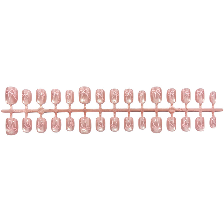 Press-On Nail Art Set mit dekorativem Schleifendesign