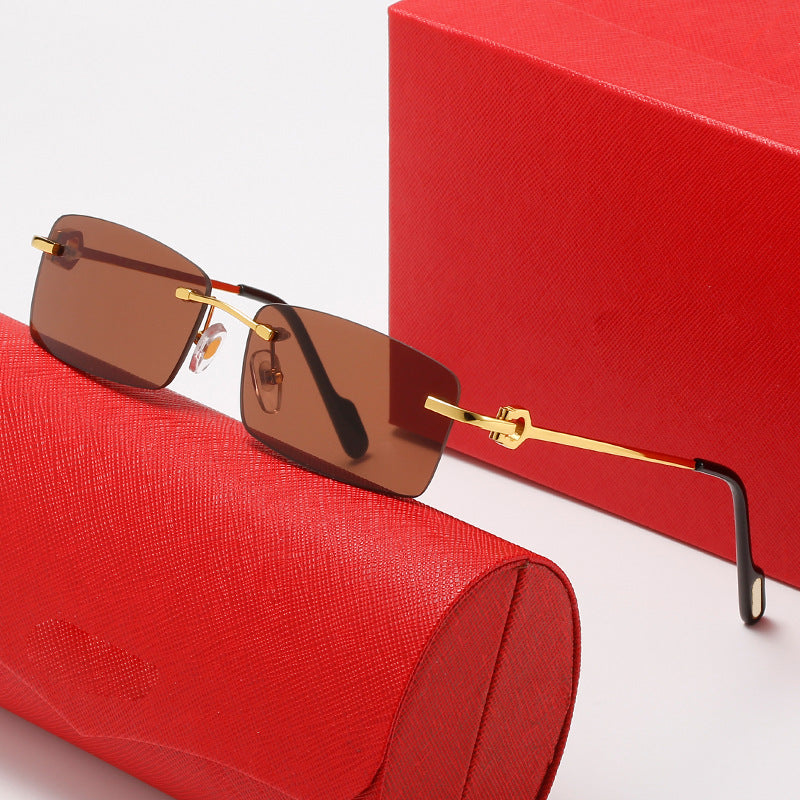 Damen rechteckige Designer-Sonnenbrille mit elegantem Metallrahmen Karnz
