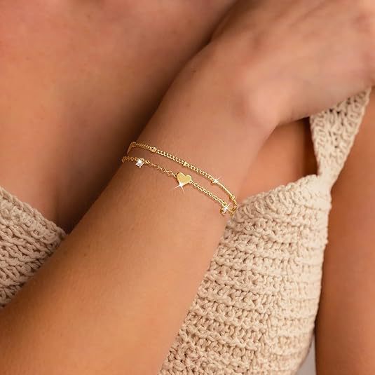 Elegante Herz Charme Kettenarmband Karnz