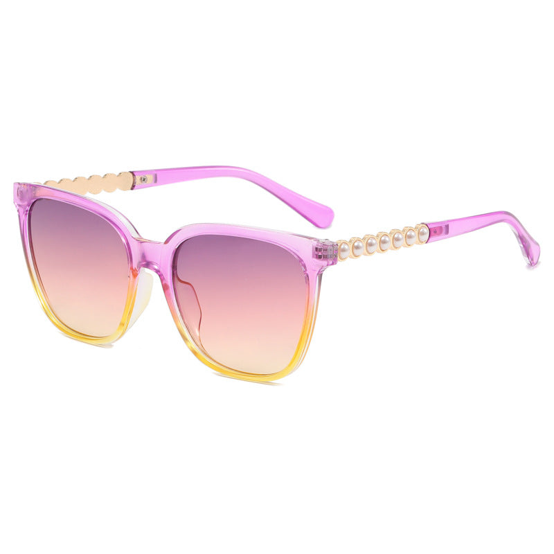 Damen Oversize-Sonnenbrille mit eleganter Perlenschmuck-Verzierung Karnz