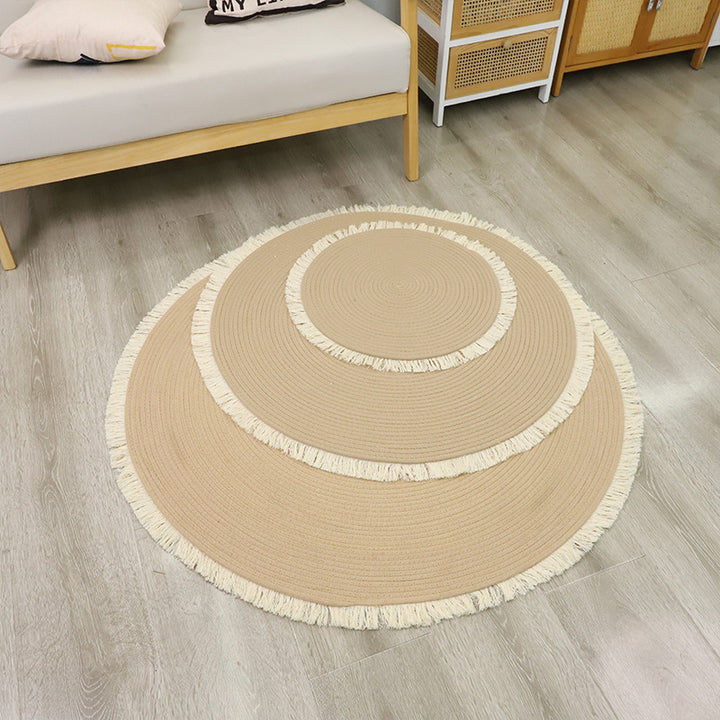 Runde Jute-Teppich mit Fransen Karnz
