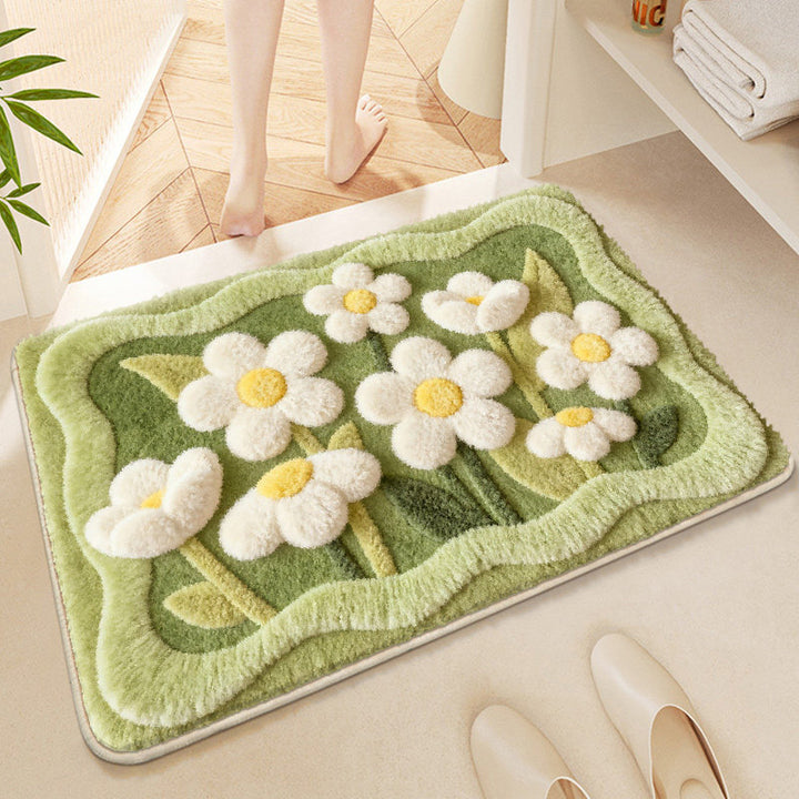 Florale gestickte Badmatte