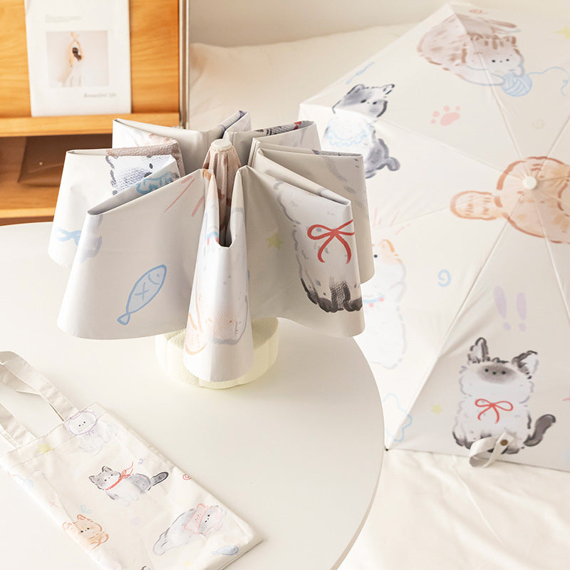 Damen Faltbarer Regenschirm mit liebevollen Tierillustrationen Karnz