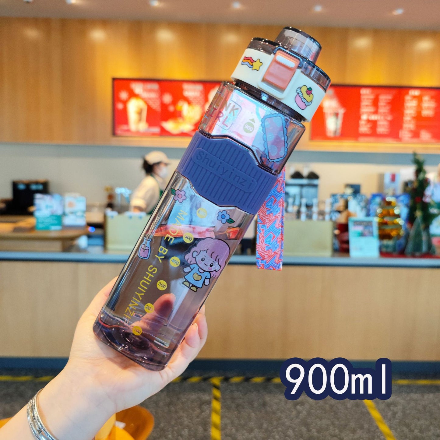 Damen kreative Trinkflasche mit innovativem Sichtfenster und Motivationsmarkierungen Karnz