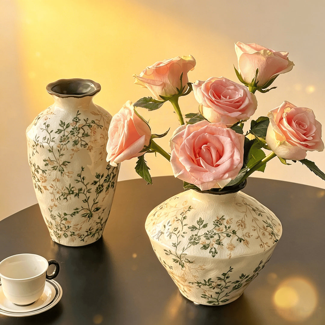Blumenmuster Dekorative Keramikwasserflasche