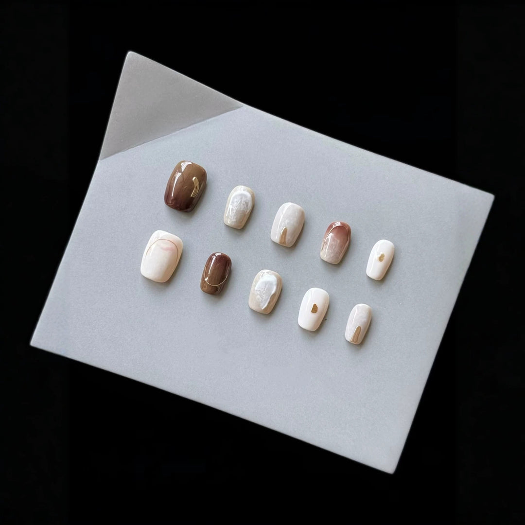 Künstlerisches marmoriertes Press-On-Nagelset