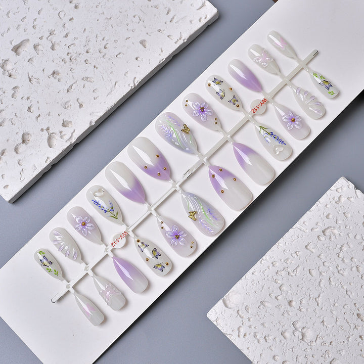Elegante florale Kunstwerk Press-On Nägel Karnz