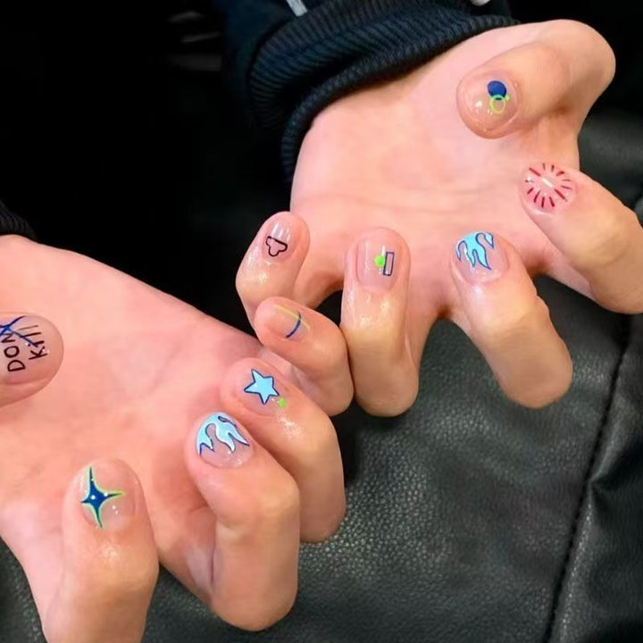 Künstlerisches Kaffee-inspiriertes Press-On Nagelkunst Set Karnz