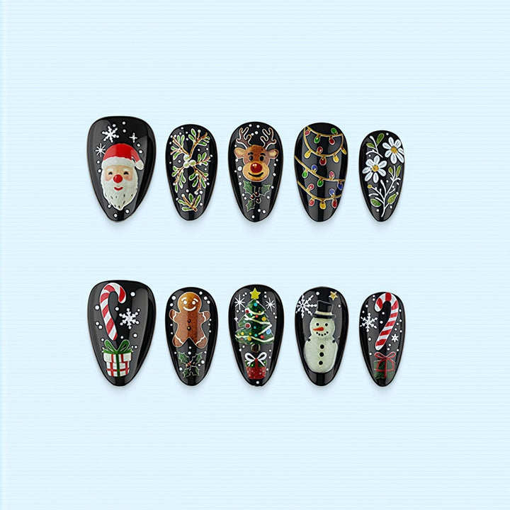 Festliches Kunstnagelset mit weihnachtlichen Motiven Karnz
