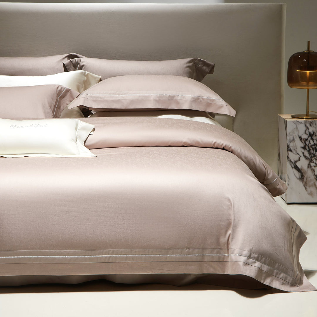 Mulberry Seide-Feel Hotel-Stil Bettwäsche Set mit Doppel-Tuck Saum