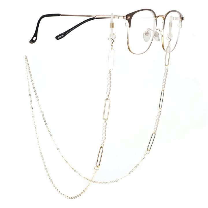 Elegante Perlen- und Glieder-Brille Kette Karnz