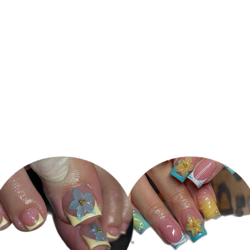 Hochwertiges florales Design Press-On Nagelset Karnz