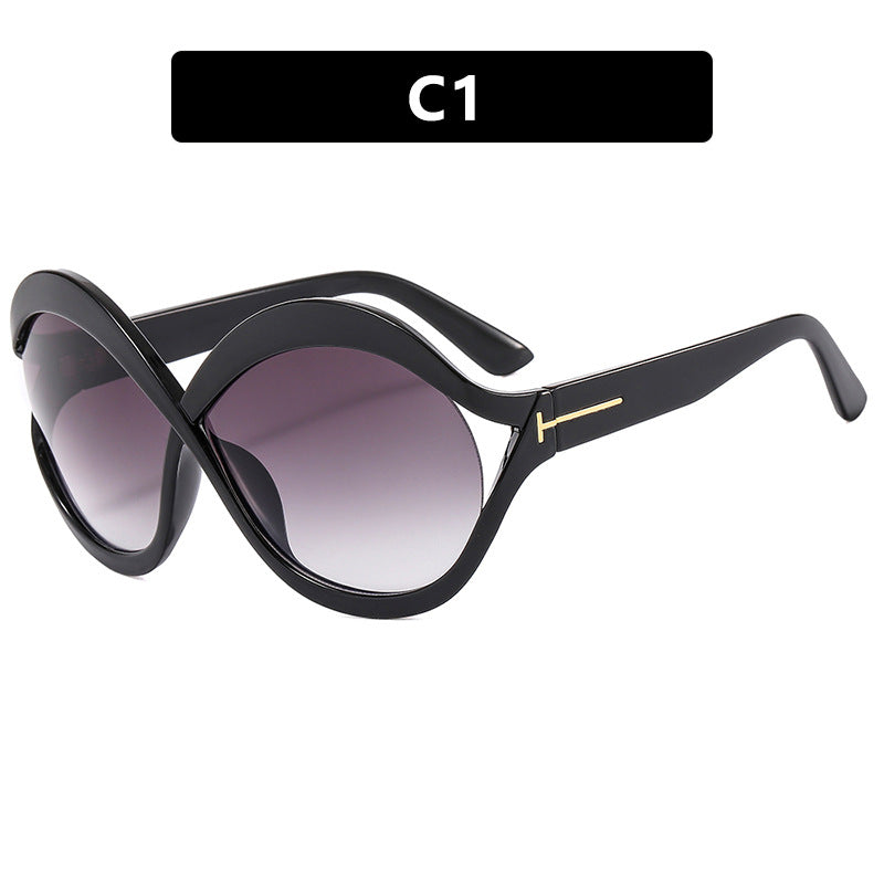 Damen extravagante Cat-Eye Sonnenbrille mit geschwungenem Rahmen Karnz