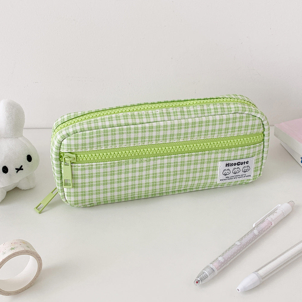 Stylische Gingham Karierten Stiftetui Karnz