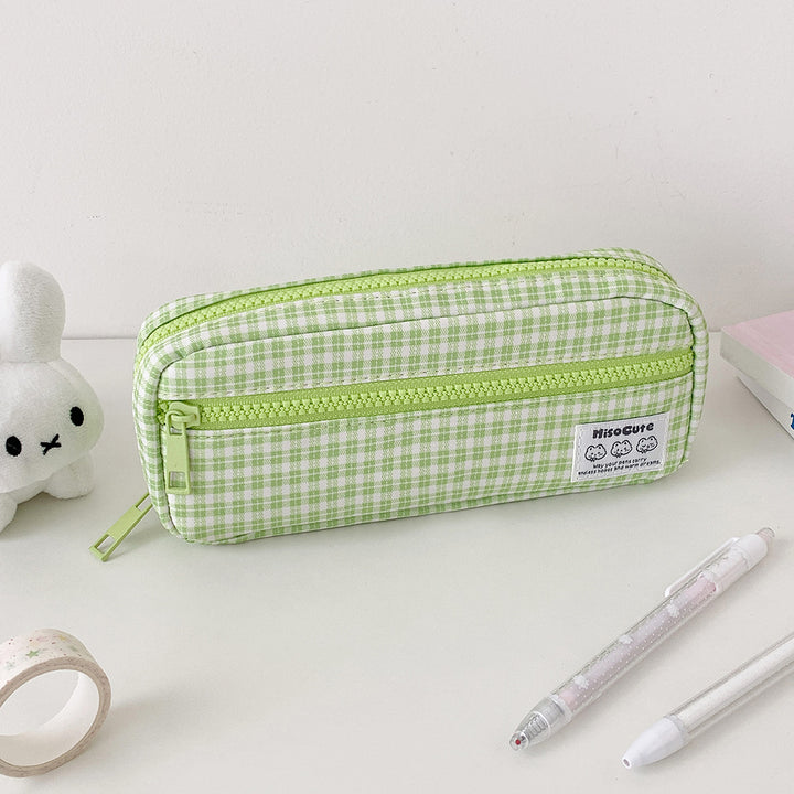 Stylische Gingham Karierten Stiftetui Karnz