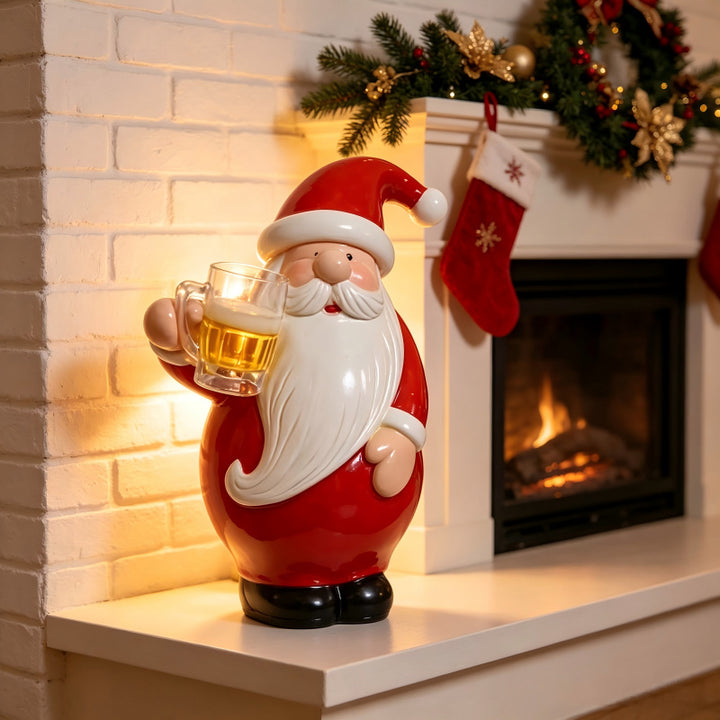 Dekorative Weihnachtsmannfigur mit Bierkrug Karnz