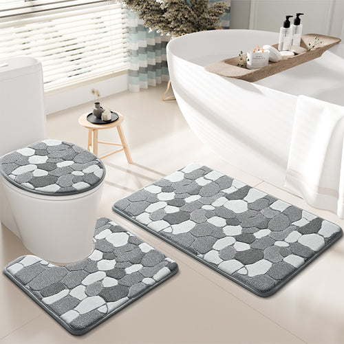 Steinmuster Badezimmer Teppich Set