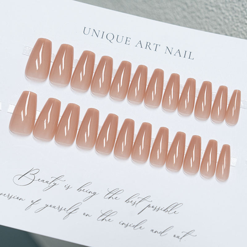 Natürliche Glossy Lange Coffin Press-On Nägel