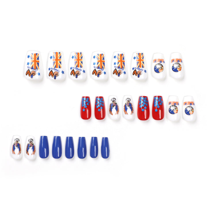 Kunstvolle Nagelverlängerungen mit patriotischen Designs Karnz