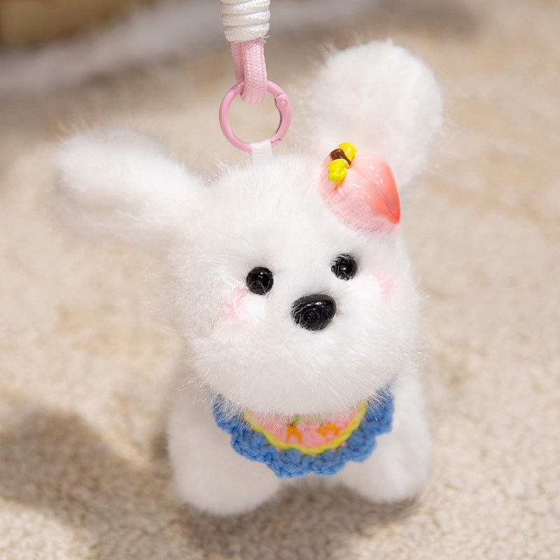 Flauschiger Bunny Taschenanhänger Schlüsselanhänger mit Kunstfell-Plüschkörper und dekorativem Harz-Akzent Karnz
