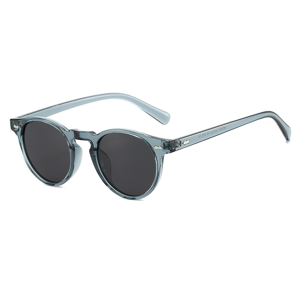 Damen Vintage Sonnenbrille mit runden Gläsern und transparentem Rahmen Karnz