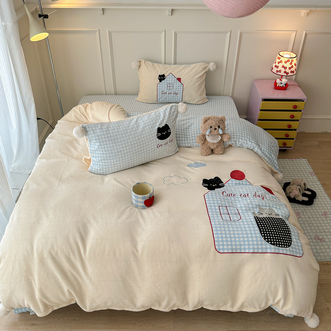 Adorable Katzen-Themen Bettwäsche Set